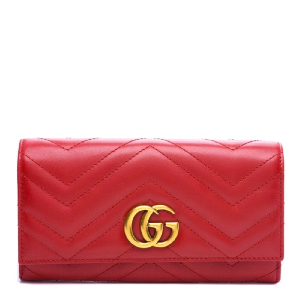 Gucci Marmont Continental Wallet - Calfskin Matelasse in Hibiscus Red